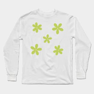 Minimal Abstract Flowers - Lime Green Long Sleeve T-Shirt